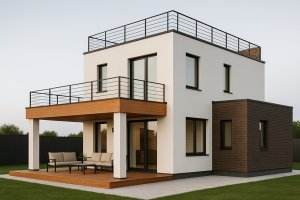 Двухэтажный дом с террасой на крыше: современный формат частного жилья