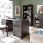 Cozy office in wenge color with white color